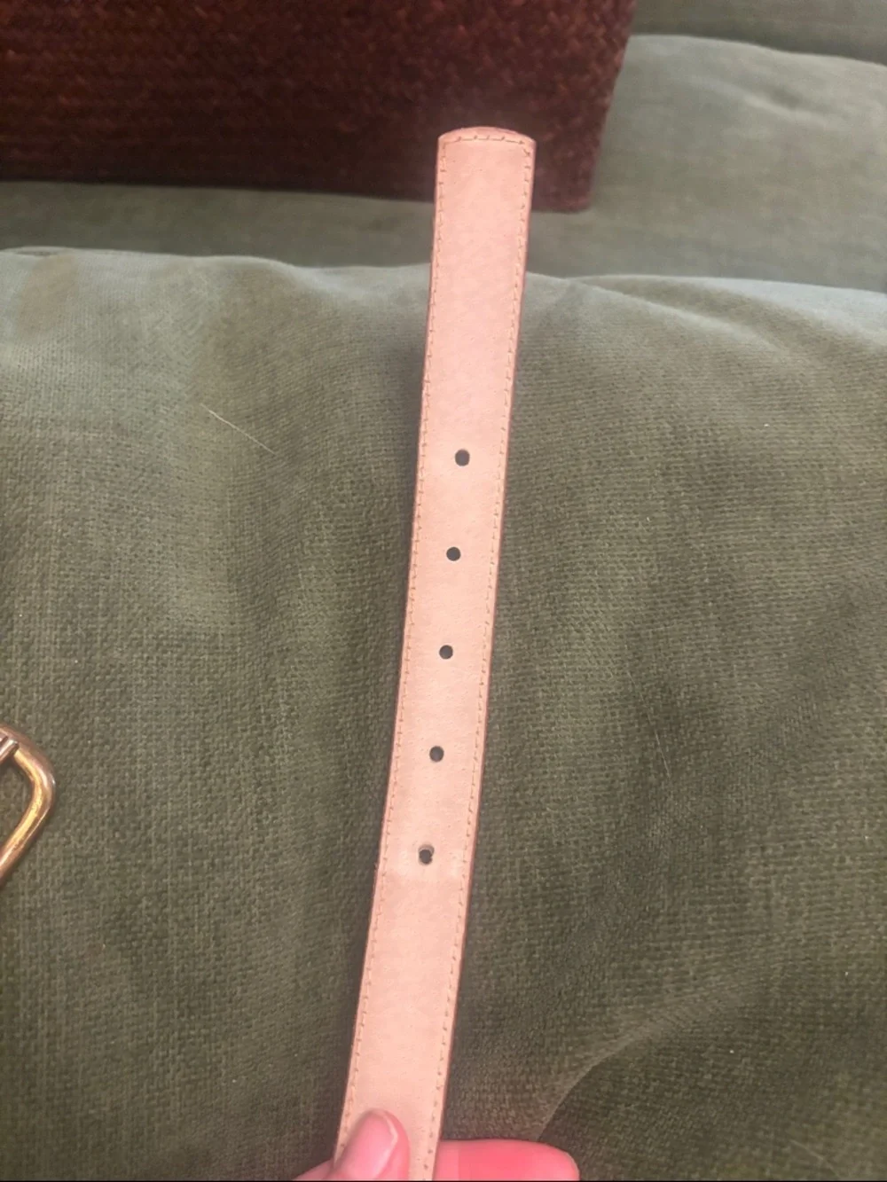 Men's Slim Tan Leather Belt with Brass Buckle